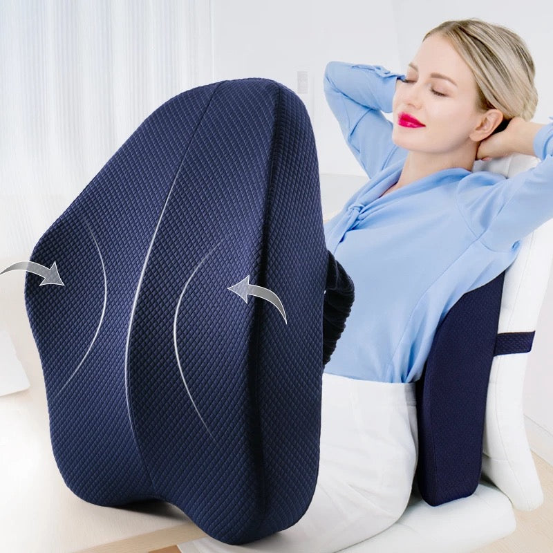 Memory Foam Lumbar Support Pillow Seat Cushion for Office Chair, Car Seat  Mens Christmas Gifts for Women- Blue 